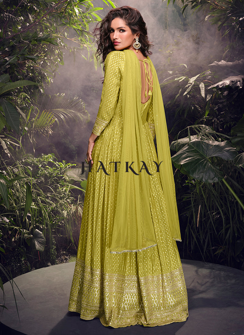 Maize Haldi Yellow Wedding Wear Designer Anarkali Suit