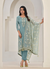 Sky Blue Pakistani Salwar Kameez Suit