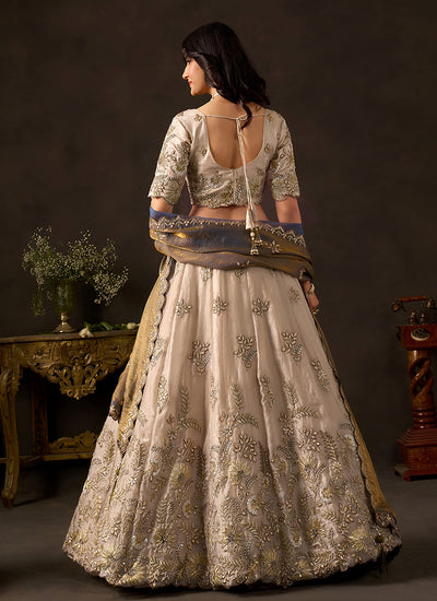 Buy Beige And Copper Brown legha Choli Set In Usa