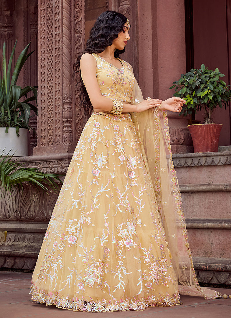 Pastel Yellow Colors Lehenga Choli