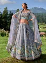 Lavender Multi Embroidery Wedding Lehenga Choli