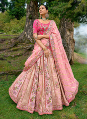 Pink Two Tone Embroidery Wedding Lehenga Choli