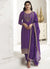 Purple Sequence Embroidery Festive Pant Style Suit
