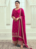 Magenta Thread Embroidery Pant Style Suit