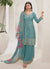Teal Blue Traditional Sequence Embroidery Sharara Style Suit