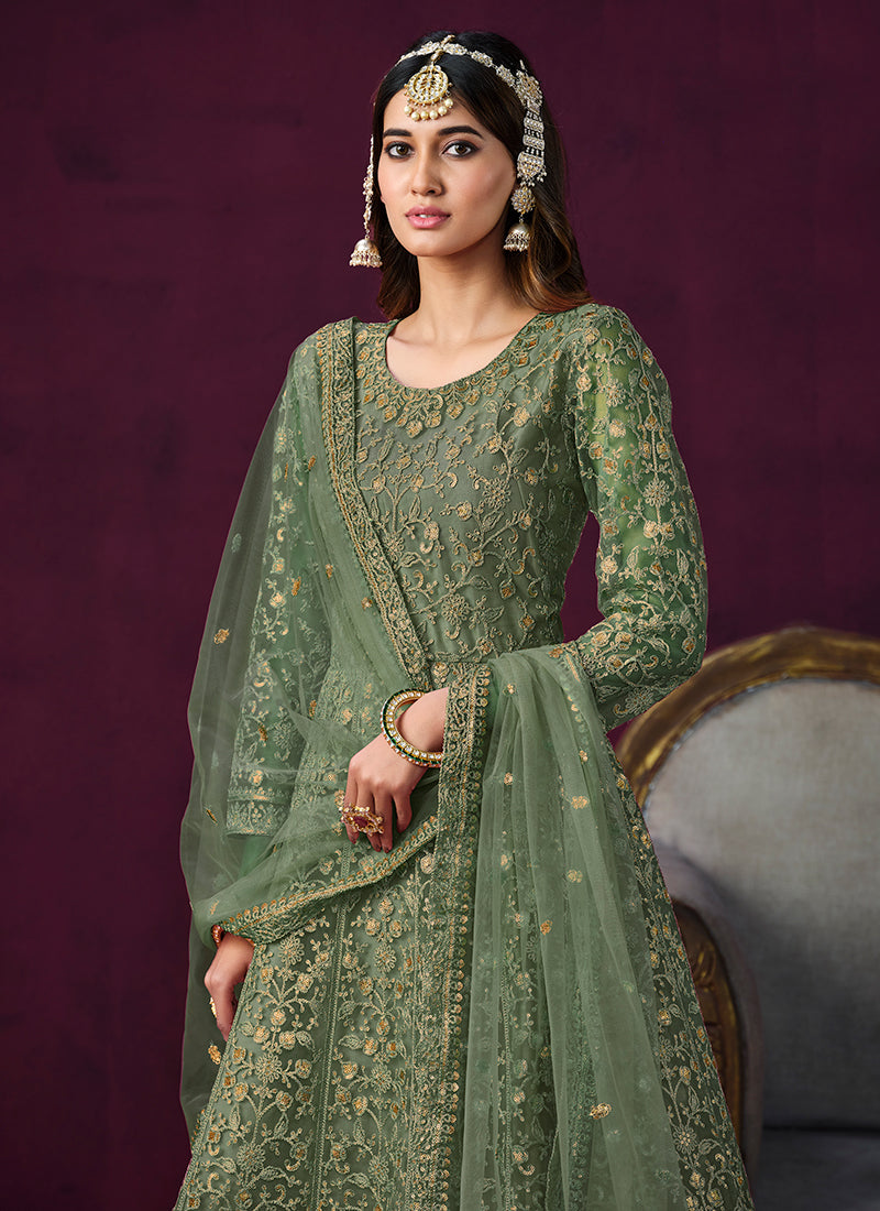 Buy Bridesmaid Dresses In Guelph Green Sequence Embroidery Designer