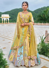 Yellow Multicolor Floral Embroidered Bridal Lehenga Choli