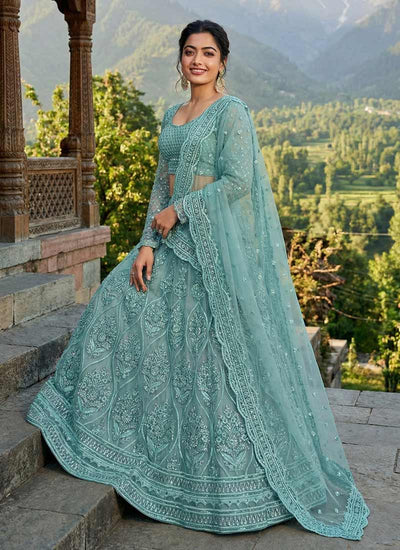 Sea Green Embroidery Wedding Lehenga Choli