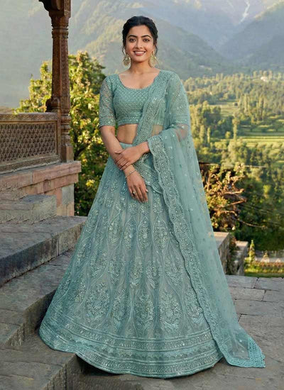 Sea Green Embroidery Wedding Lehenga Choli