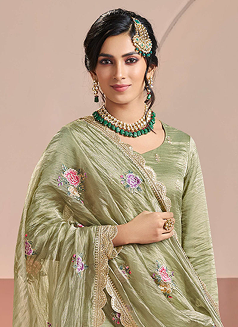 Light Green Embroidery Festive Salwar Kameez