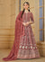 Pale Red Thread Embroidery Georgette Anarkali Suit