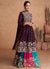 Deep Wine Multi Embroidered Wedding Anarkali Lehenga Suit 