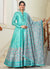 Sky Blue Sequence Embroidery Digital Printed Anarkali Suit