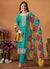 Teal Blue Multi Embroidery Traditional Pant Suit