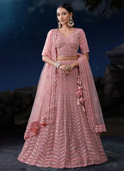 Light Pink Multi Embroidery Designer Wedding Lehenga Choli