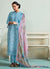 Sky Blue Floral Embroidery Pakistani Salwar Kameez Suit