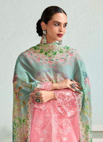 Baby Pink Floral Embroidery Pakistani Salwar Kameez Suit