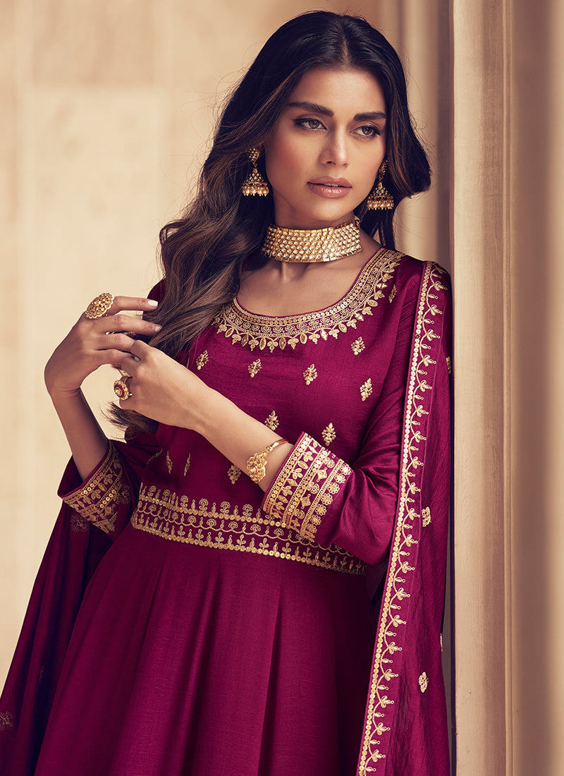 Magenta Pink Anarkali Suit In USA UK