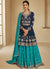 Blue And Turquoise Embroidery Wedding Anarkali Lehenga