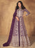 Plum Purple Thread Embroidery Slit Style Anarkali Lehenga Suit