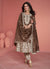 Brown Thread Embroidery Anarkali Pant Suit