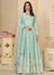 Aqua Blue Thread And Sequence Embroidery Anarkali Suit