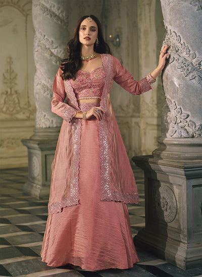 Aarzoo – Rose Peach Jacket Lehenga Set
