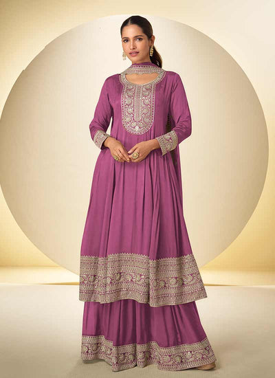 Rose Pink Anarkali Gharara Suit