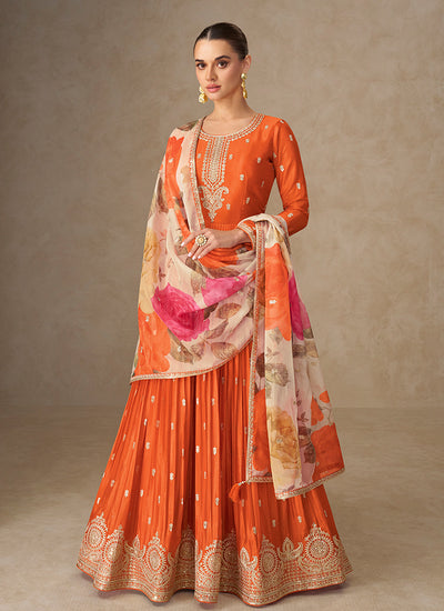 Orange Bollywood Style Anarkali Suit