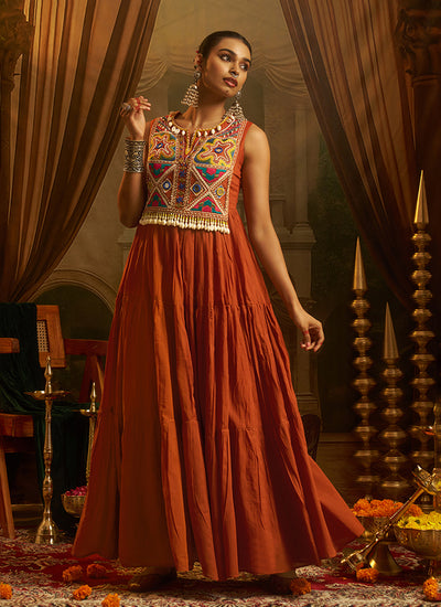 Shop Rust Orange Cotton Gown Online