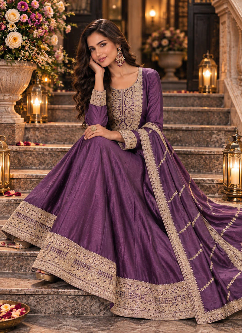 Shop Purple Anarkali Gown Online In Canada