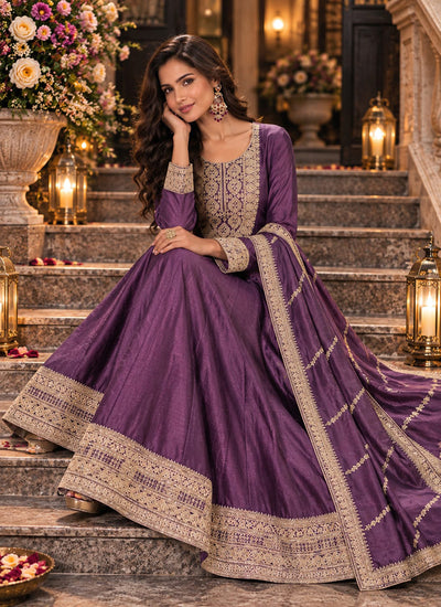 Shop Purple Anarkali Gown Online In Canada