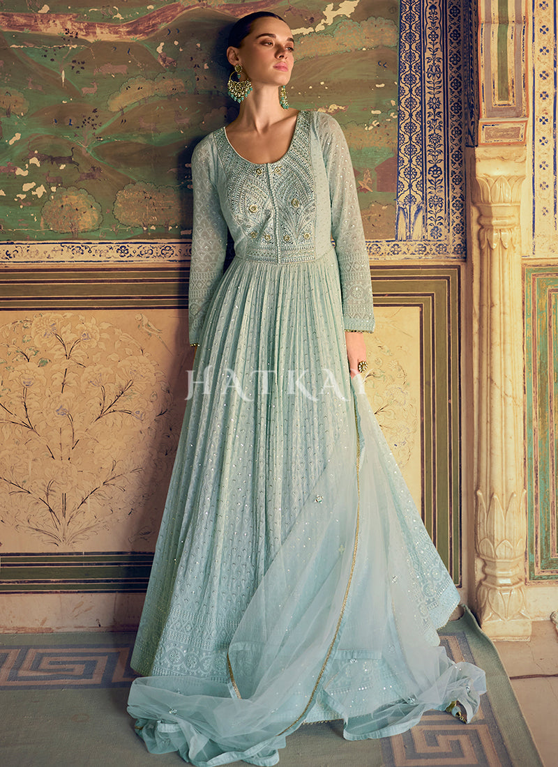 Blue Chikankari Dress