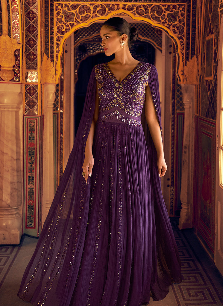 Purple Indian Gowns For Women In USA UK & Canada