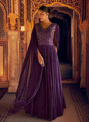 Plum Anarkali Suit In USA & Canada Online At Hatkay