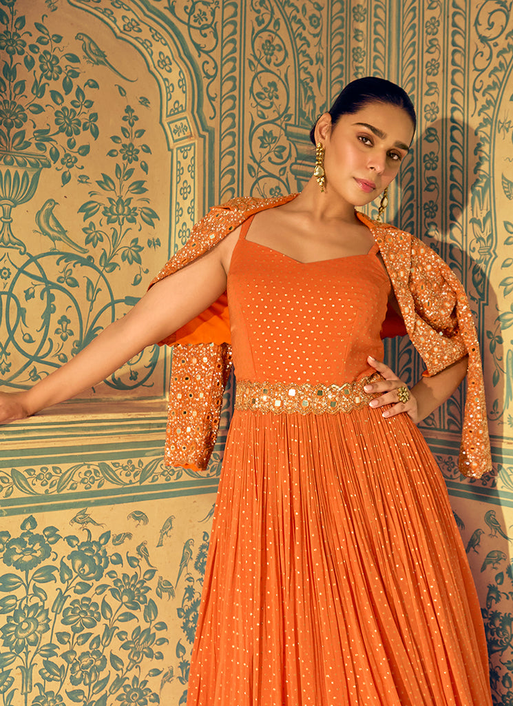 Mirror Work Anarkali Suit And Jacket