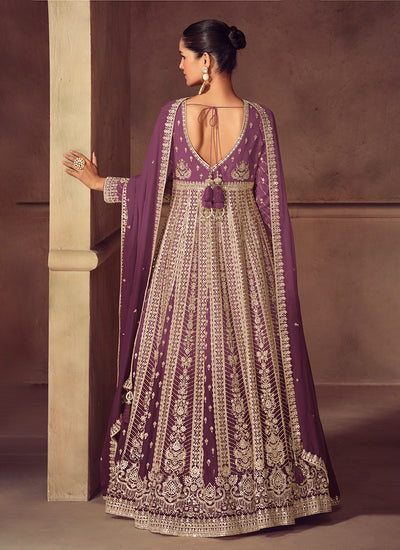 Buy Purple Ombre Wedding Anarkali Gown In Australia