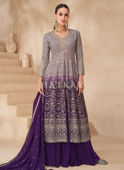 Violet Ombré Slit Style Anarkali Lehenga