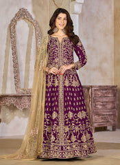Purple Cording Slit-Style Anarkali Lehenga