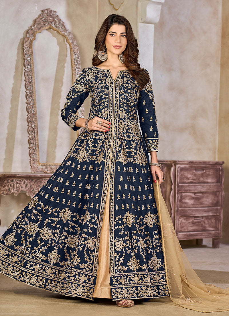 Shop Blue Anarkali Lehenga