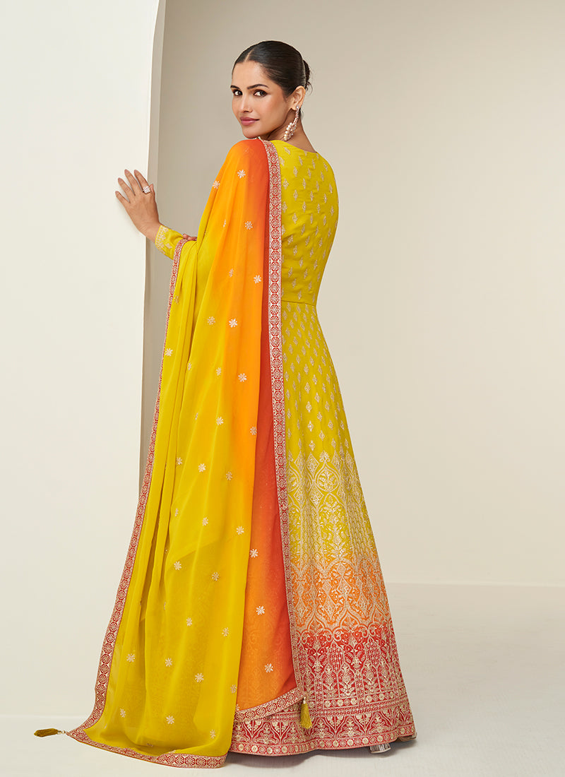 Buy Yellow Ombré Anarkali Suit Online