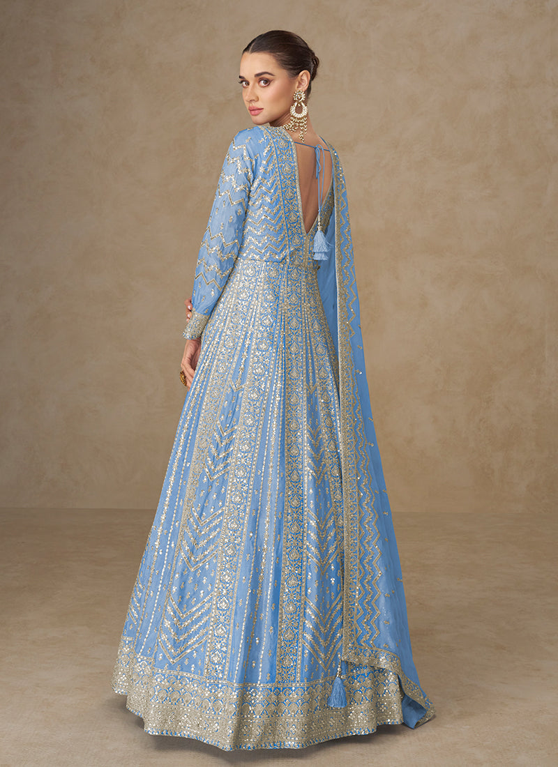 Buy Blue Bollywood Anarkali Suit Online