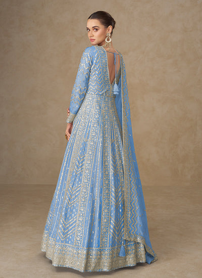 Buy Blue Bollywood Anarkali Suit Online