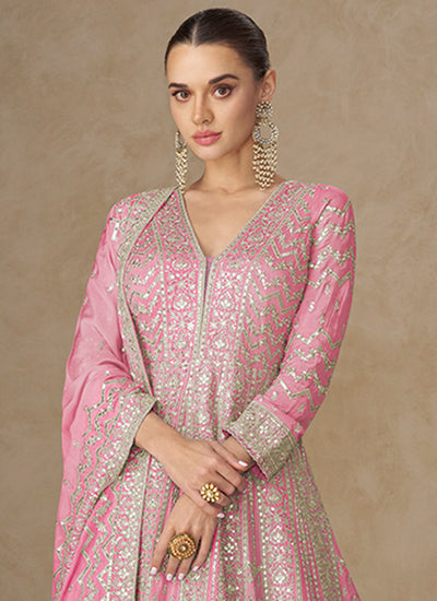Buy Pink Anarkali Suit For Women In USA