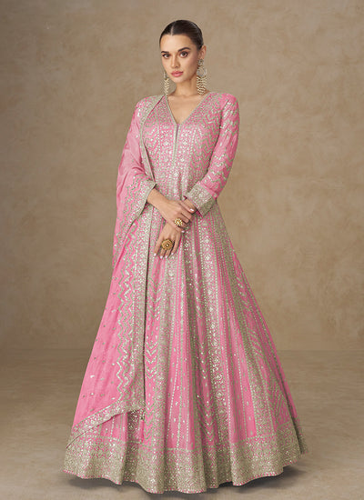 Persian Pink Festive Wear Anarkali Suit