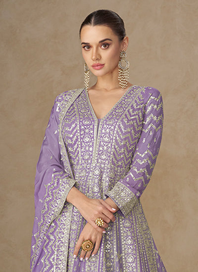 Buy Purple Bollywood Anarkali Suit UK