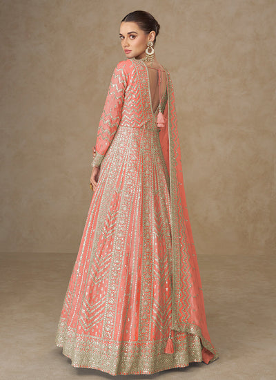 Buy Readymade Peach Anarkali Suit