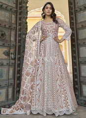 Peach Embroidery Wedding Anarkali Suit