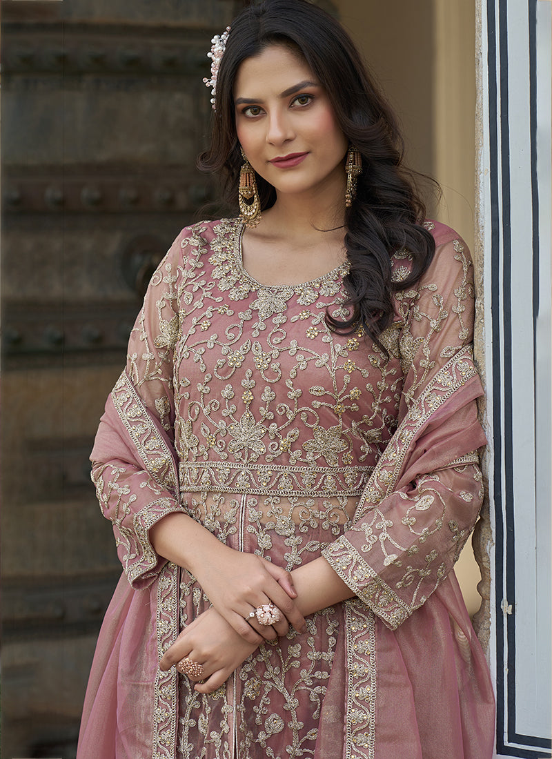 Buy Pink Front Slit Style Anarkali Suit In Canada
