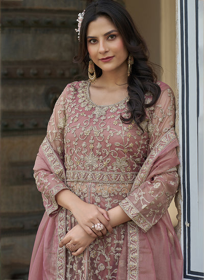 Buy Pink Front Slit Style Anarkali Suit In Canada